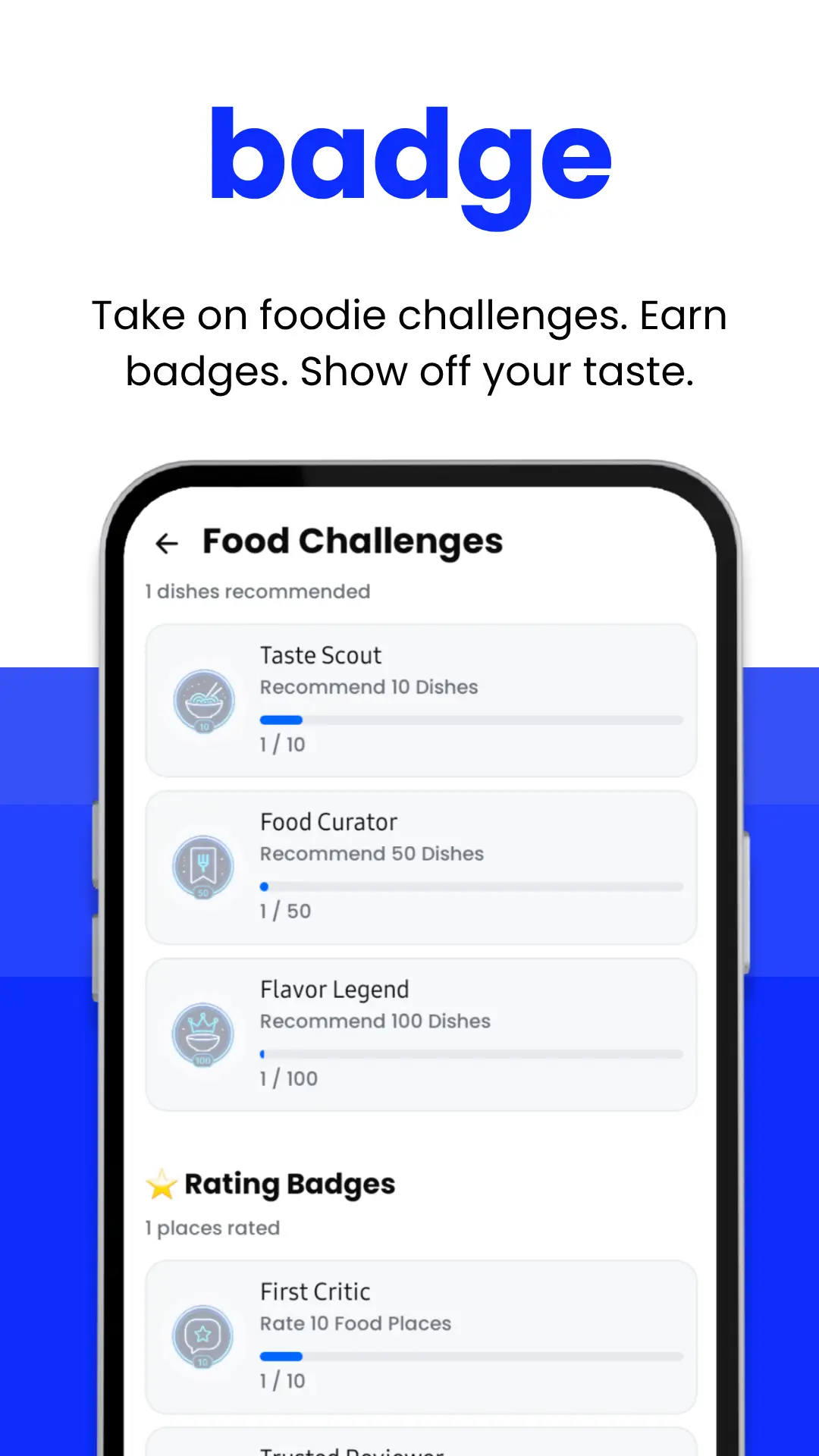 Tooro app foodie challenges and badges