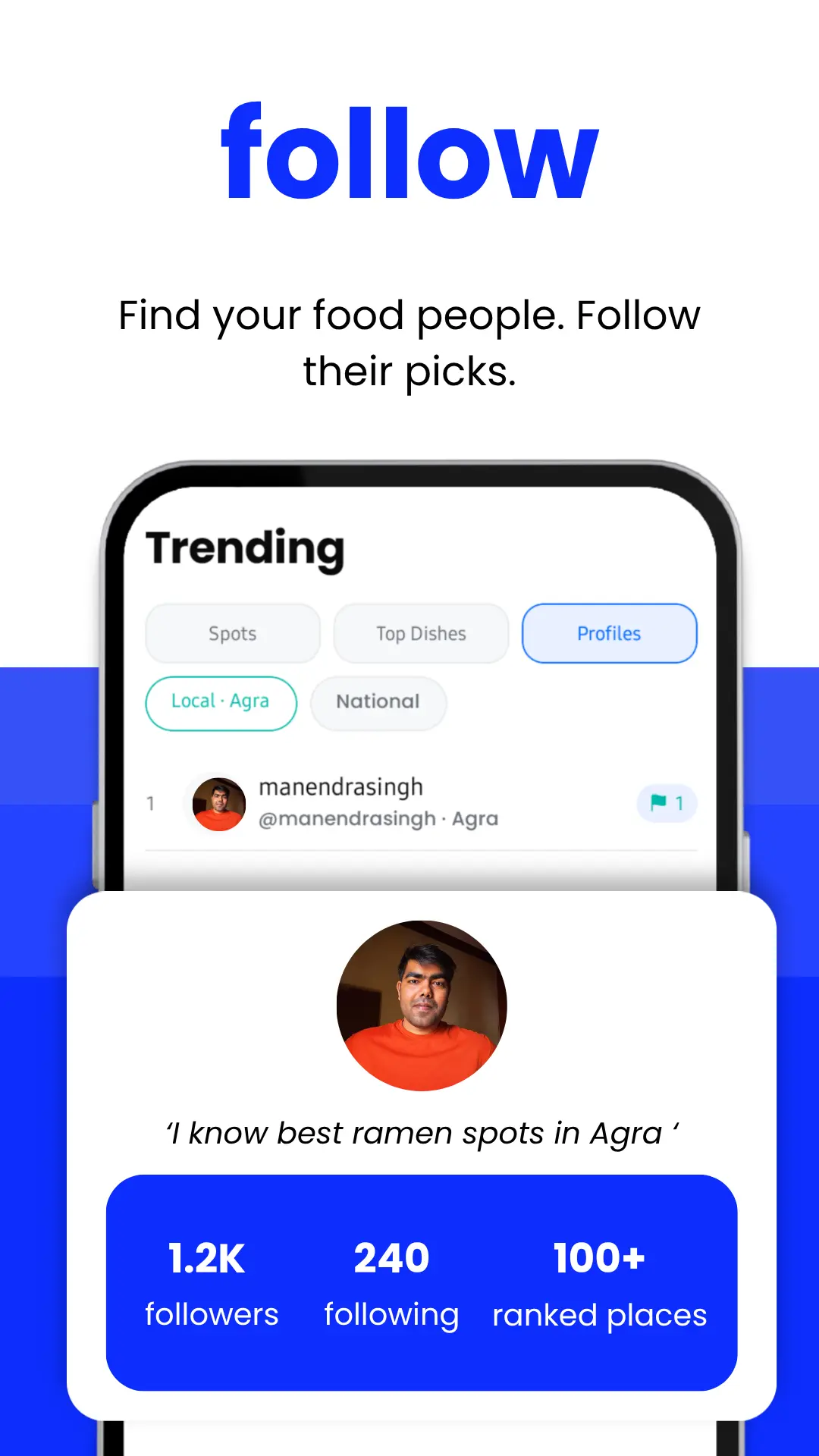 Tooro app profiles for following local foodies